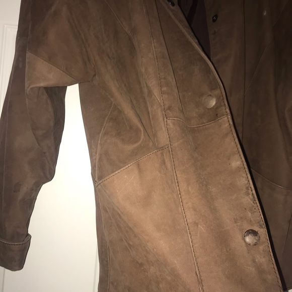 Genuine Vintage Brown Leather Suede Jacket Coat - Picture 3 of 9